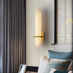 Ritta Wall Lamp White Alabaster Brass Modern Cuboid
