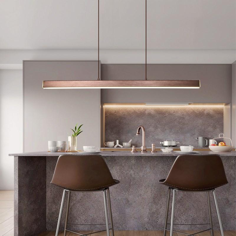 Arisha Modern LED Pendant Light Linear Black/Brown Dining Room Metal