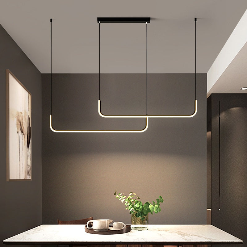 Arisha Modern LED Pendant Light Gold/Black Metal Dining/Living Room