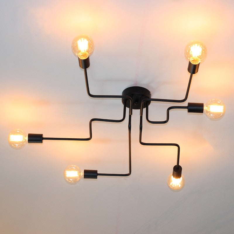 Silva Vintage LED Ceiling Light Industrial Style Living Room Metal 5 Colors