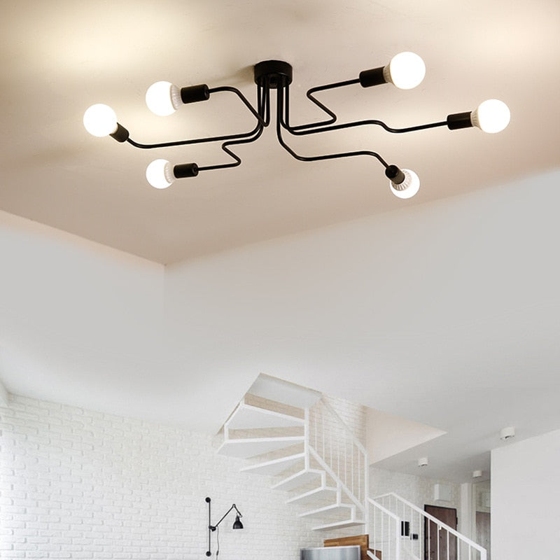 Silva Vintage LED Ceiling Light Industrial Style Living Room Metal 5 Colors