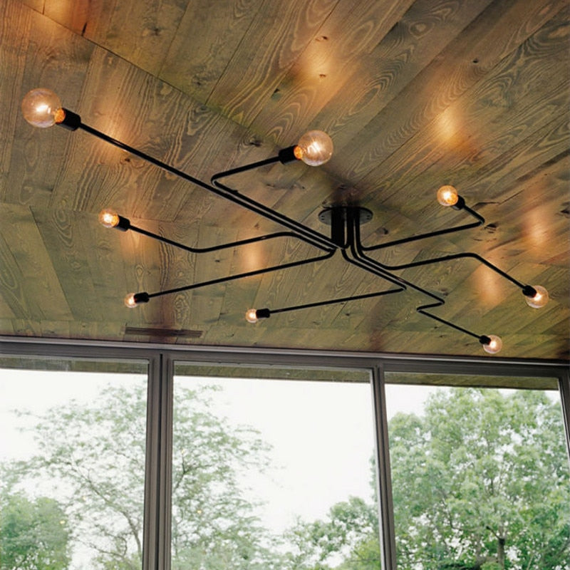 Silva Vintage LED Ceiling Light Industrial Style Living Room Metal 5 Colors