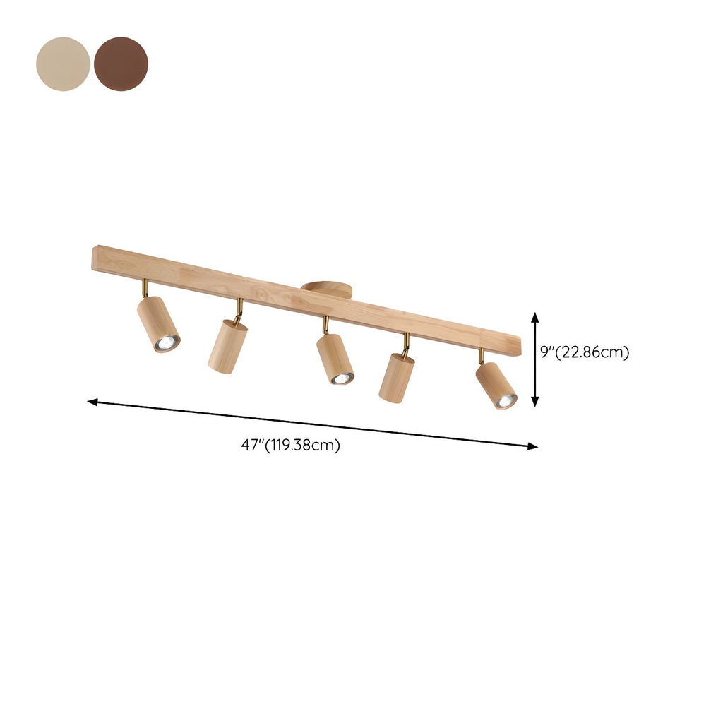 Japanese Wooden Adjustable LED Spotlight 1-Light
