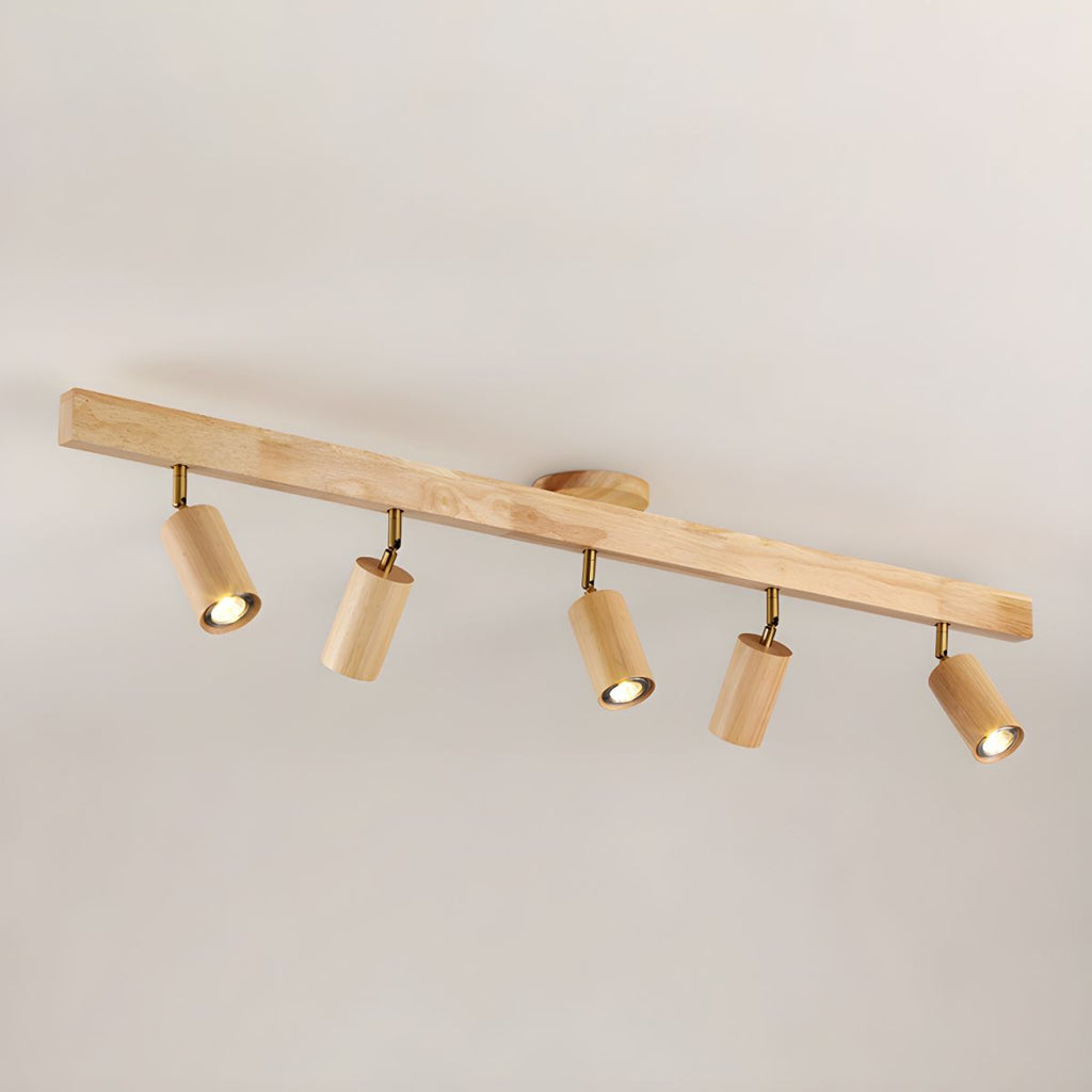 Japanese Wooden Adjustable LED Spotlight 1-Light