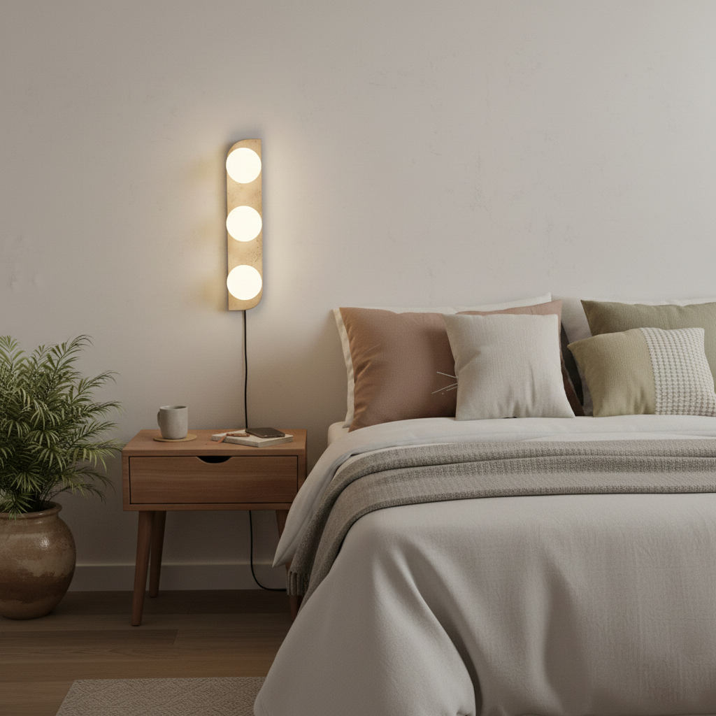 Neptune Travertine Plug In Wall Lamp