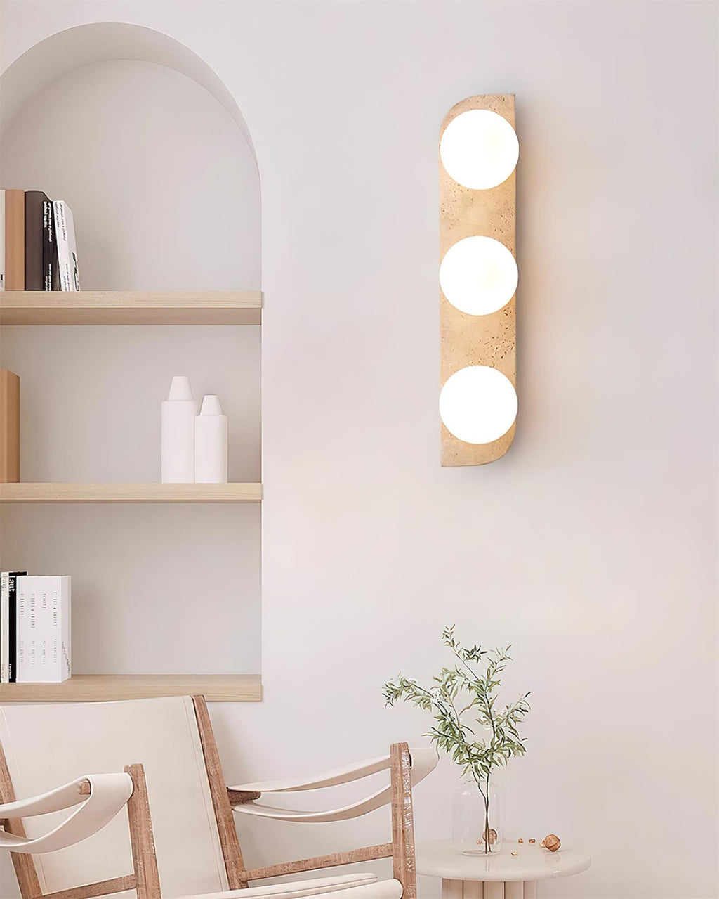 Neptune Travertine Plug In Wall Lamp