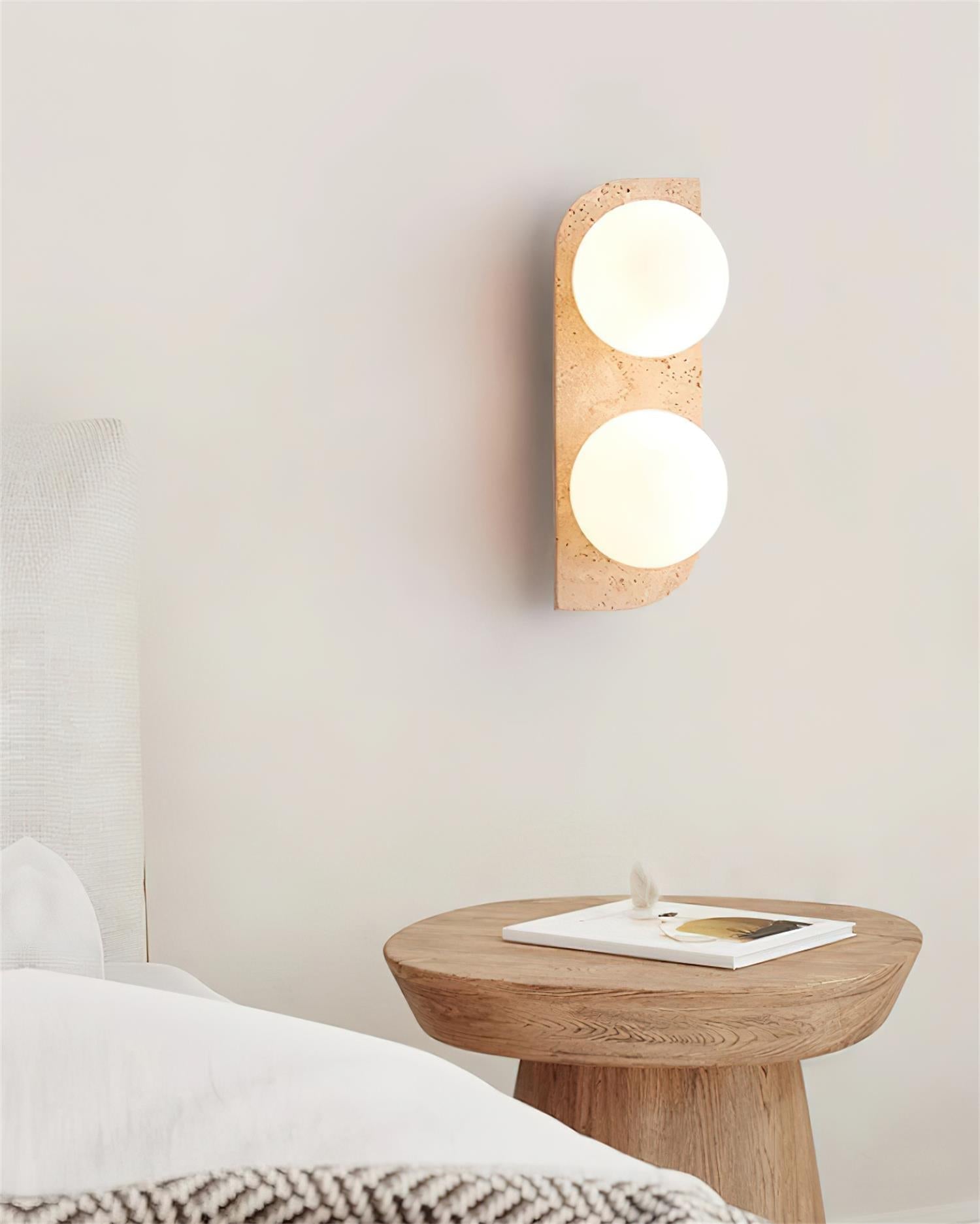 Neptune Travertine Plug In Wall Lamp