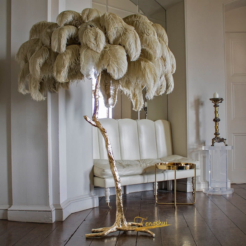 Luxury Feather/Colored Metal Floor Lamp