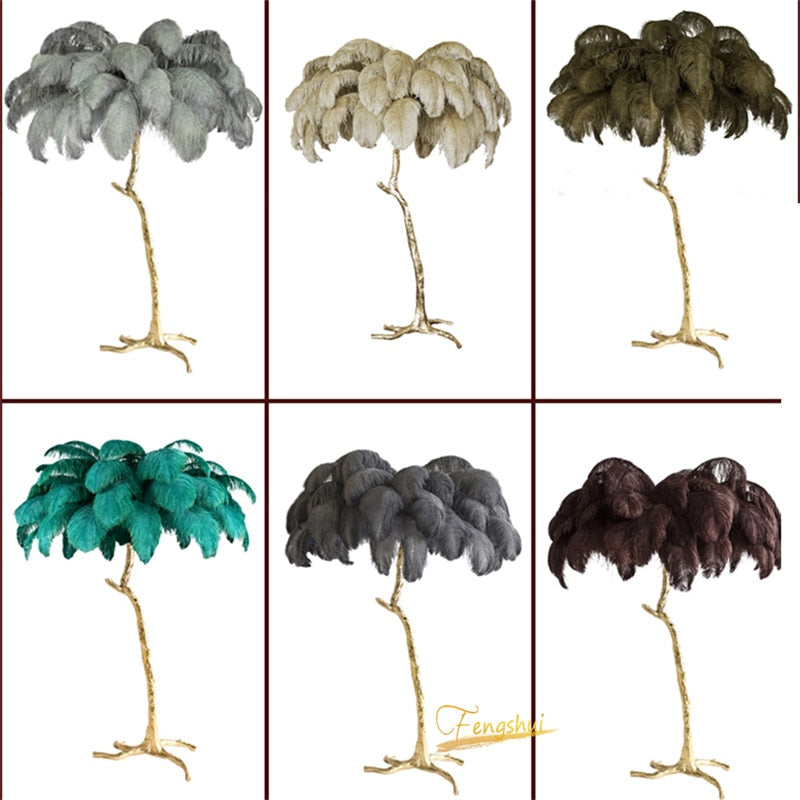 Luxury Feather/Colored Metal Floor Lamp