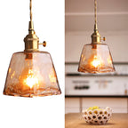 Zina Vintage Geometric Glass Suspension. Brass. Living Room