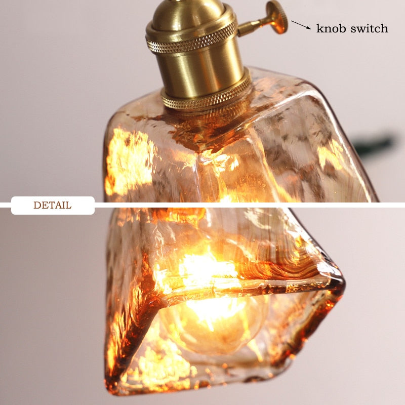 Zina Vintage Geometric Glass Suspension. Brass. Living Room
