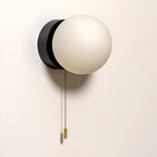 Nordic Minimalist Glass Globe Wall Sconce LED 1-Light with Pull Cord