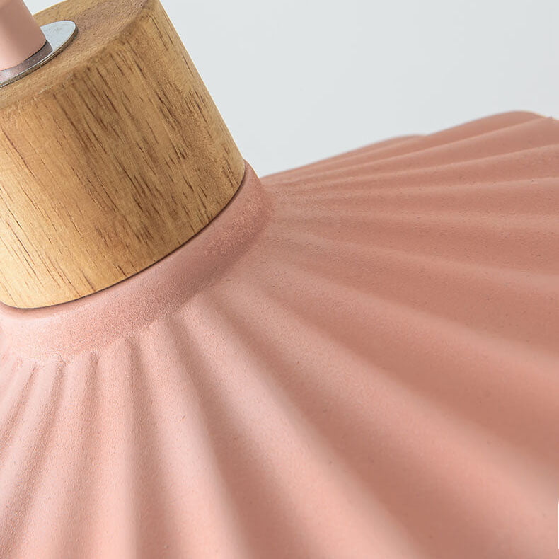Modern Wood and Cement Scalloped Pendant Light | 1-Light