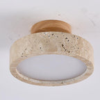 Modern Minimalist Travertine Round LED Ceiling Light 1-Light