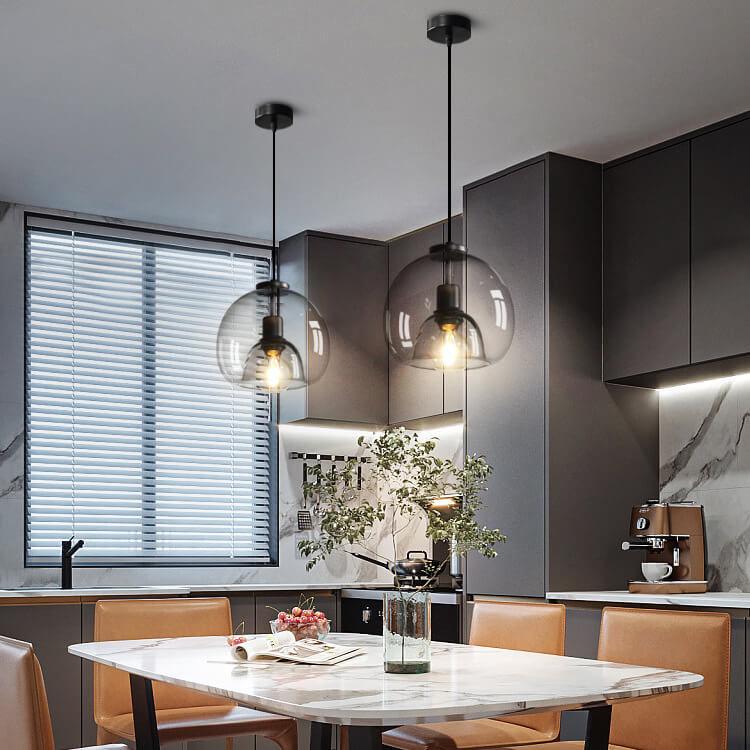 Minimalist Smoked Glass Dome Pendant Light 1-light