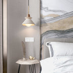 Nordic Cement and Wood Tapered Pendant Light | 1-Light