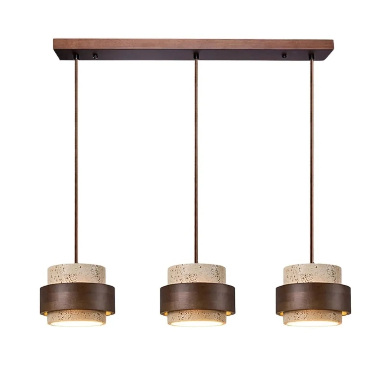 Orvina Travertine Cylinder Pendant - Japandi Stone Kitchen Island
