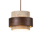 Orvina Travertine Cylinder Pendant - Japandi Stone Kitchen Island
