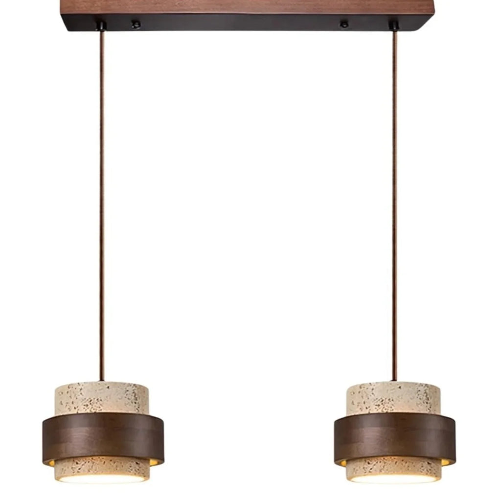Orvina Travertine Cylinder Pendant - Japandi Stone Kitchen Island