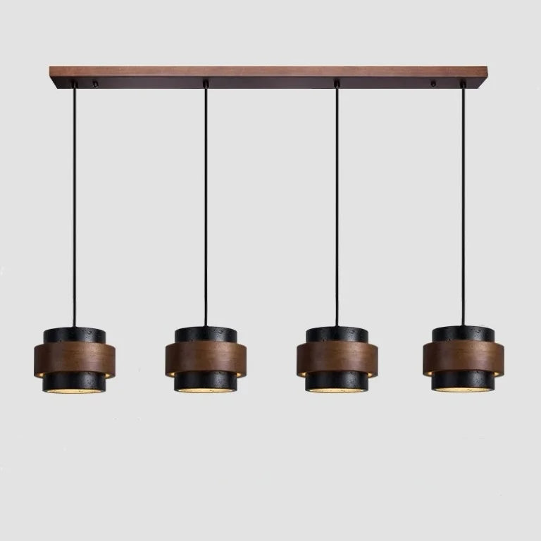 Orvina Travertine Cylinder Pendant - Japandi Stone Kitchen Island