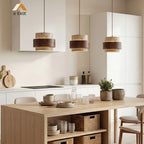 Orvina Travertine Cylinder Pendant - Japandi Stone Kitchen Island