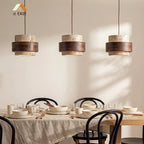 Orvina Travertine Cylinder Pendant - Japandi Stone Kitchen Island