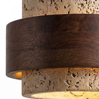 Orvina Travertine Cylinder Pendant - Japandi Stone Kitchen Island
