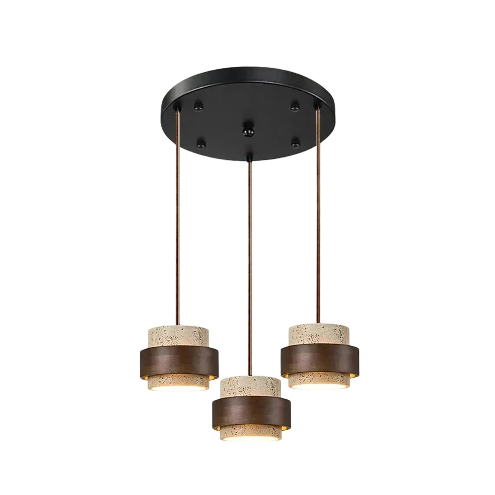 Orvina Travertine Cylinder Pendant - Japandi Stone Kitchen Island