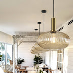 Oval Reeded Glass Pendant Light