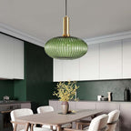 Oval Reeded Glass Pendant Light