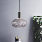 Oval Reeded Glass Pendant Light