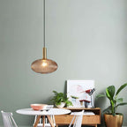 Oval Reeded Glass Pendant Light