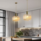 Oval Reeded Glass Pendant Light