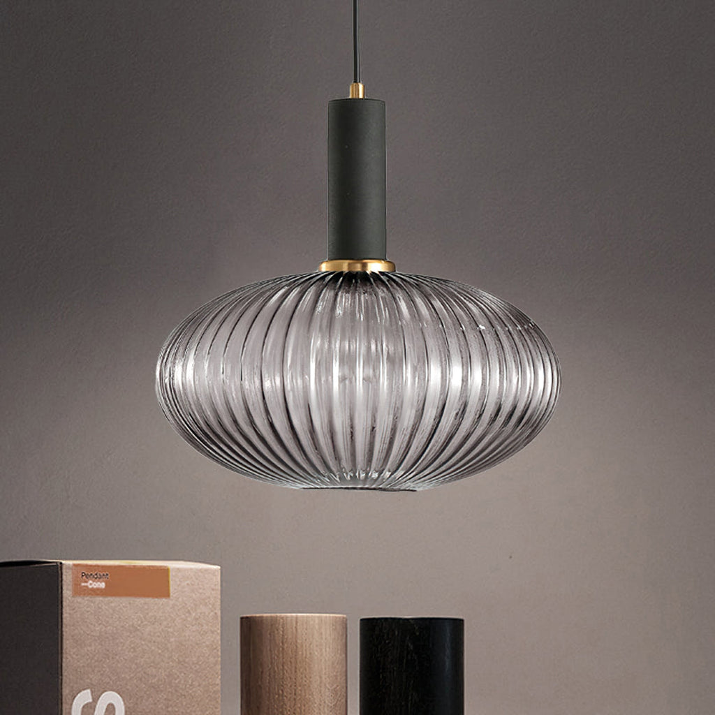 Oval Reeded Glass Pendant Light