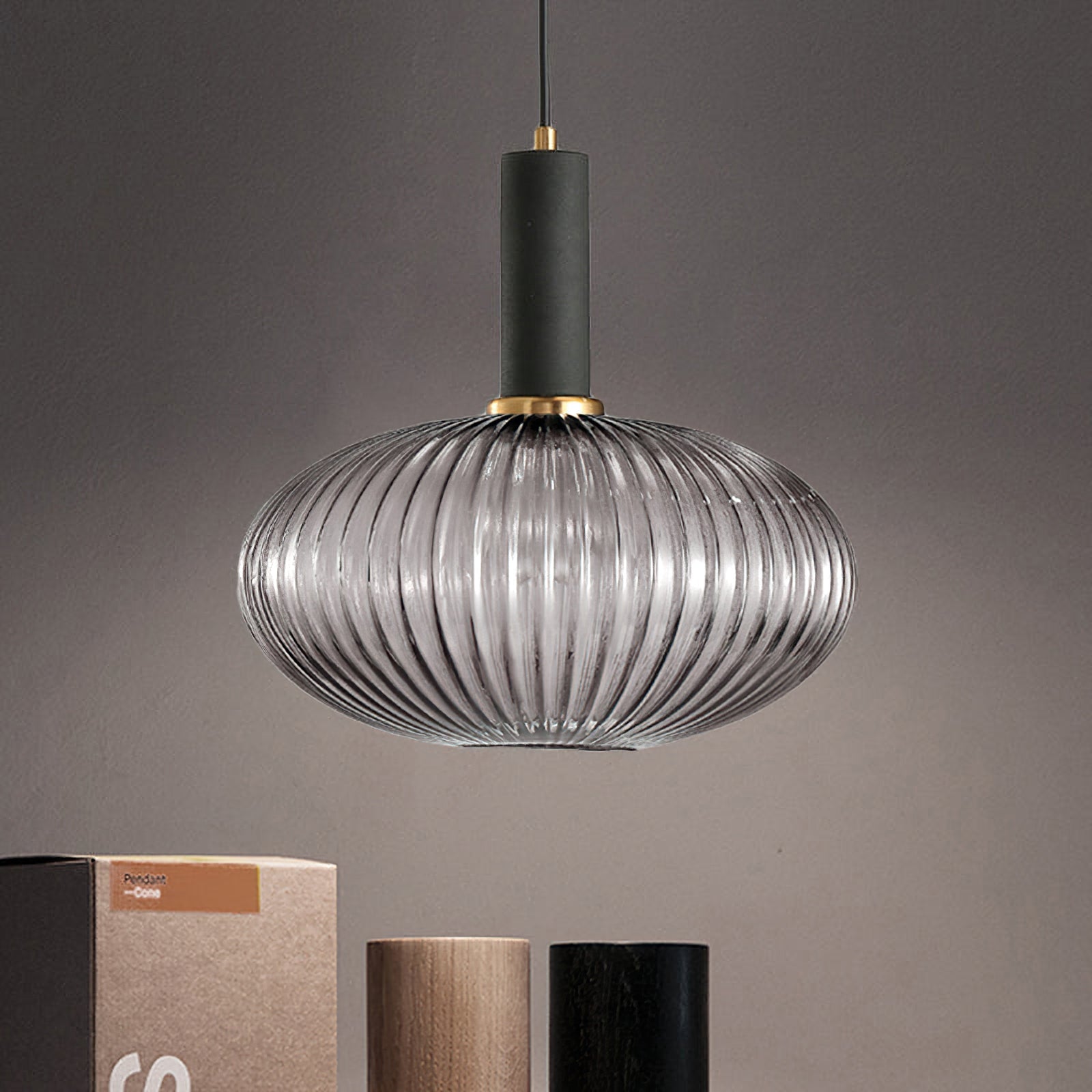 Oval Reeded Glass Pendant Light