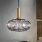 Oval Reeded Glass Pendant Light