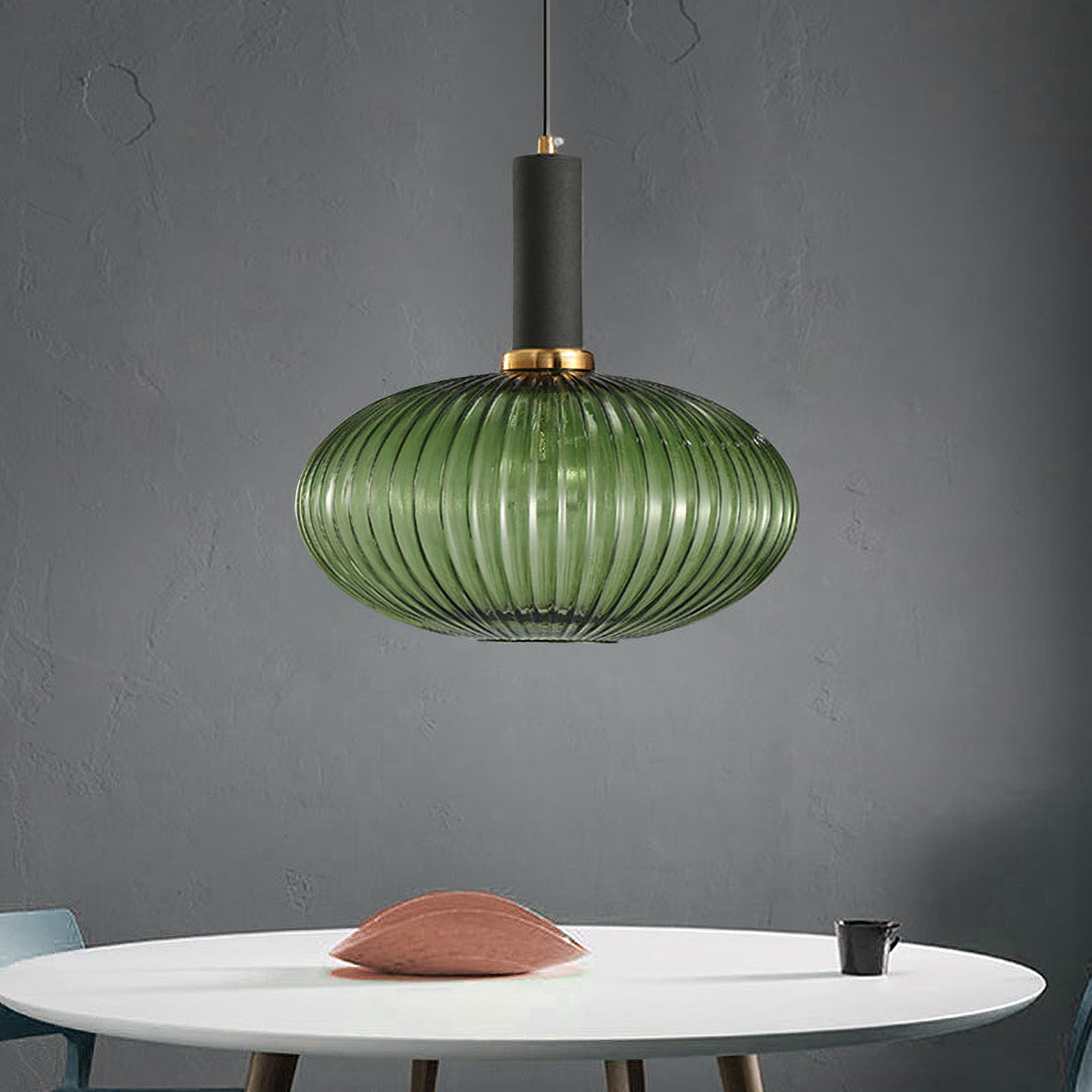 Oval Reeded Glass Pendant Light
