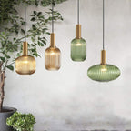Oval Reeded Glass Pendant Light
