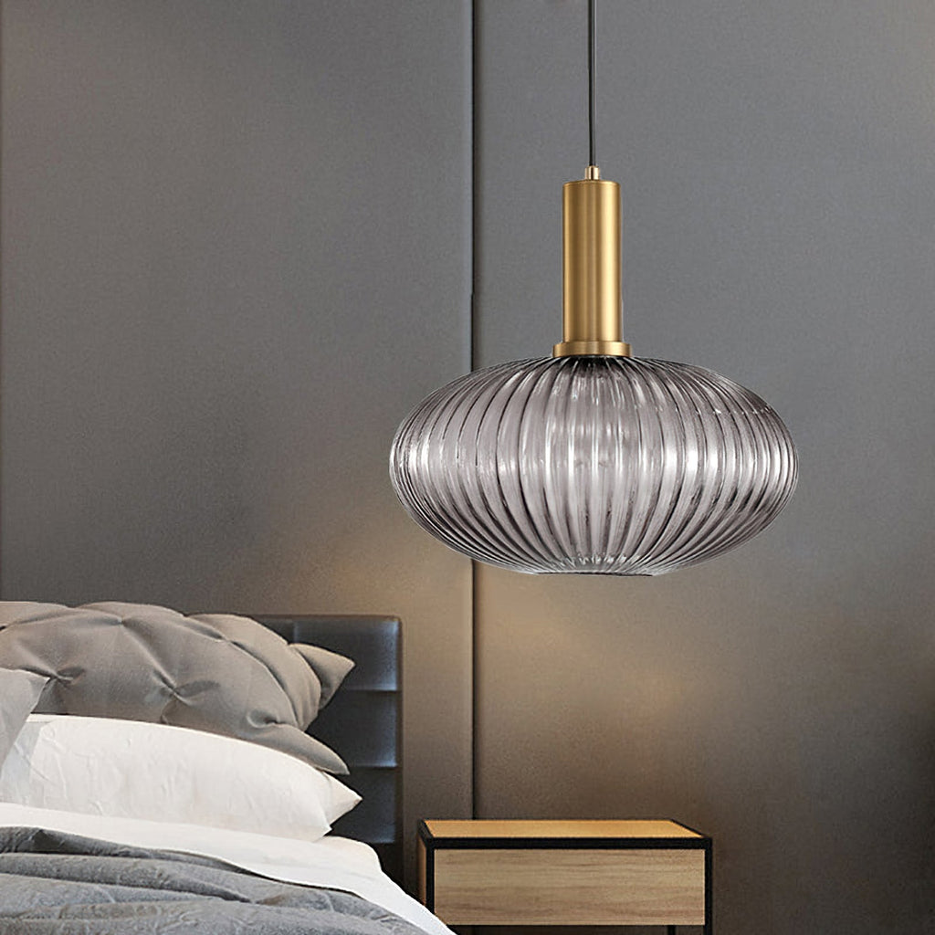 Oval Reeded Glass Pendant Light