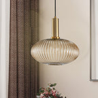 Oval Reeded Glass Pendant Light