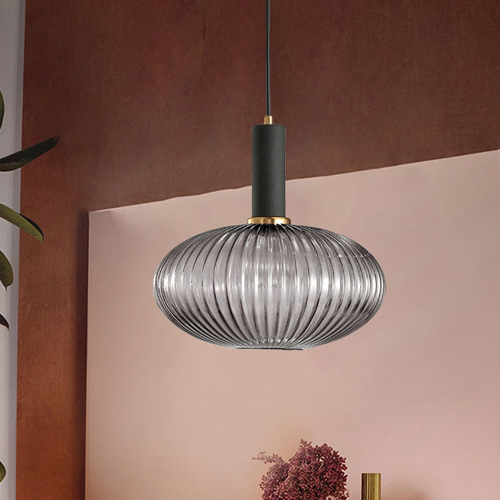 Oval Reeded Glass Pendant Light