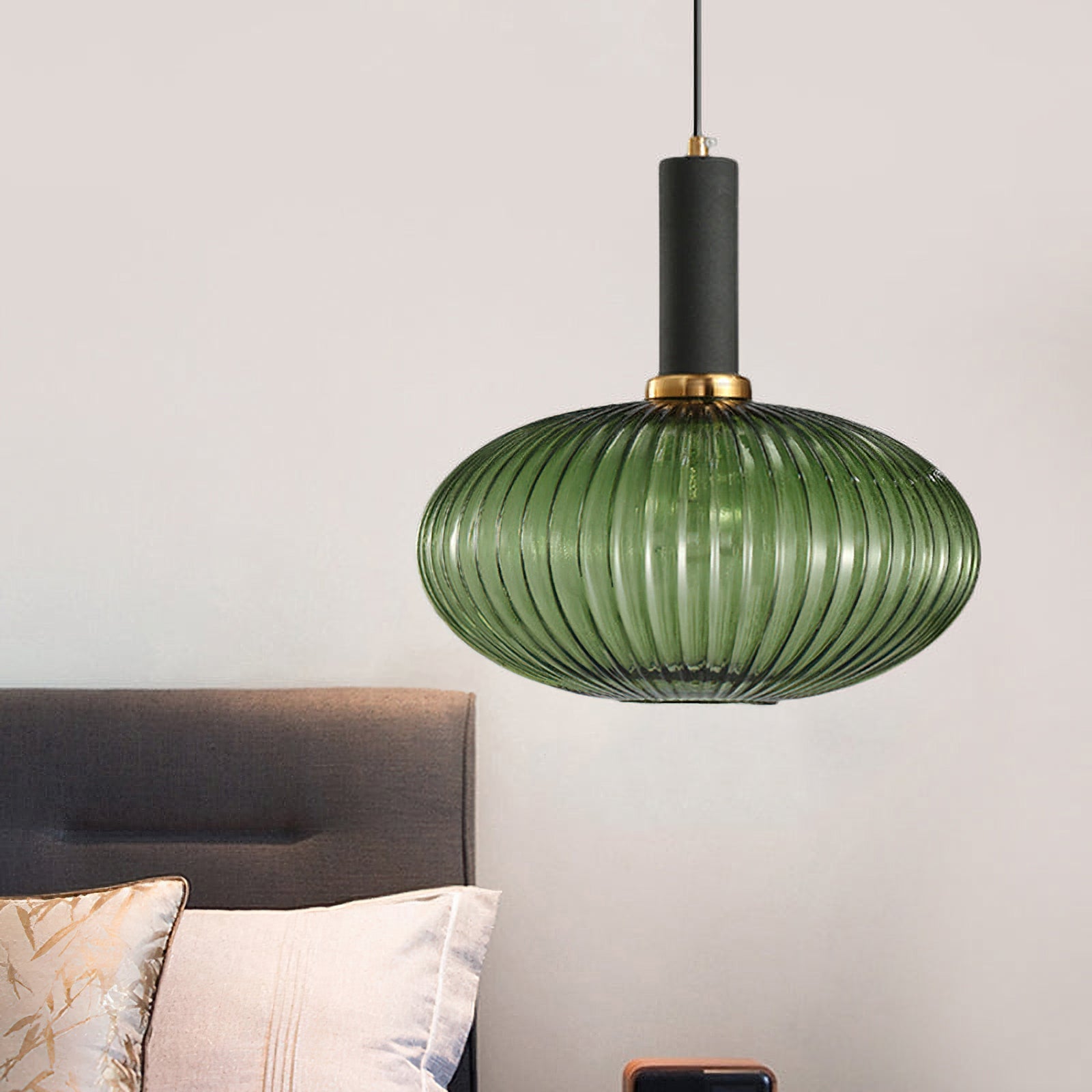 Oval Reeded Glass Pendant Light