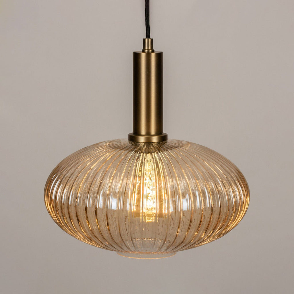 Oval Reeded Glass Pendant Light