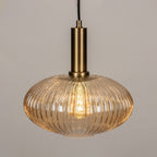 Oval Reeded Glass Pendant Light