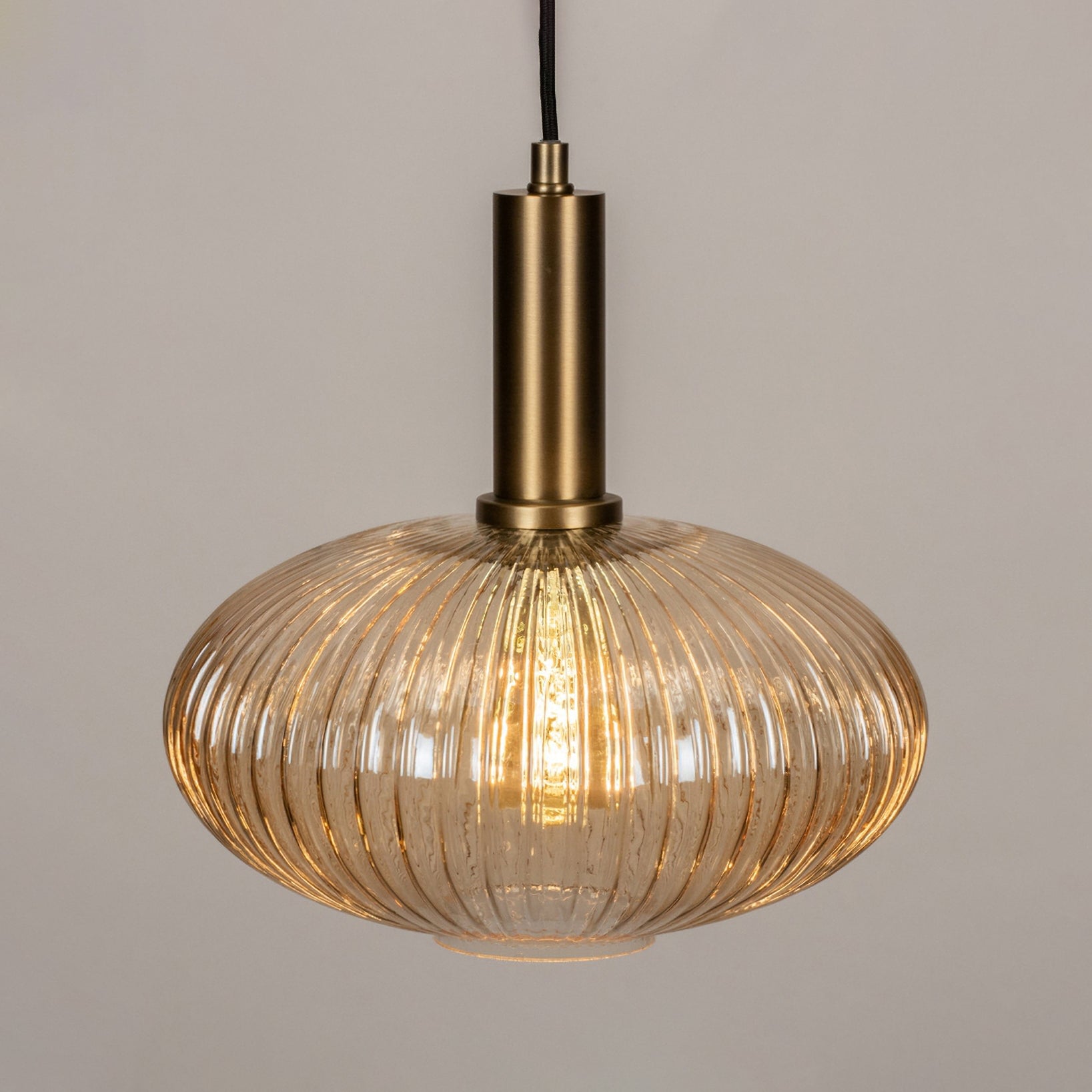 Oval Reeded Glass Pendant Light