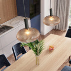 Oval Reeded Glass Pendant Light