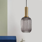 Oval Reeded Glass Pendant Light
