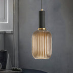 Oval Reeded Glass Pendant Light