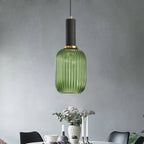 Oval Reeded Glass Pendant Light