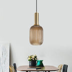 Oval Reeded Glass Pendant Light